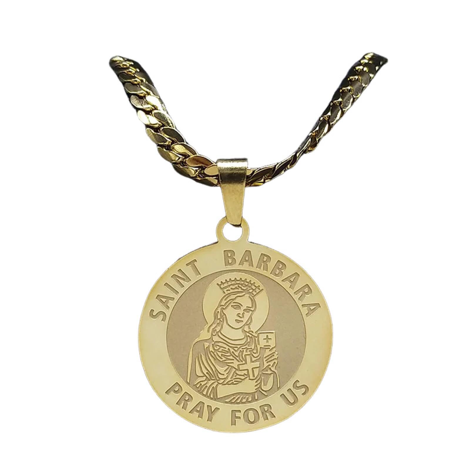 Collier Archange Sainte Barbe médaille dorée de haute qualité