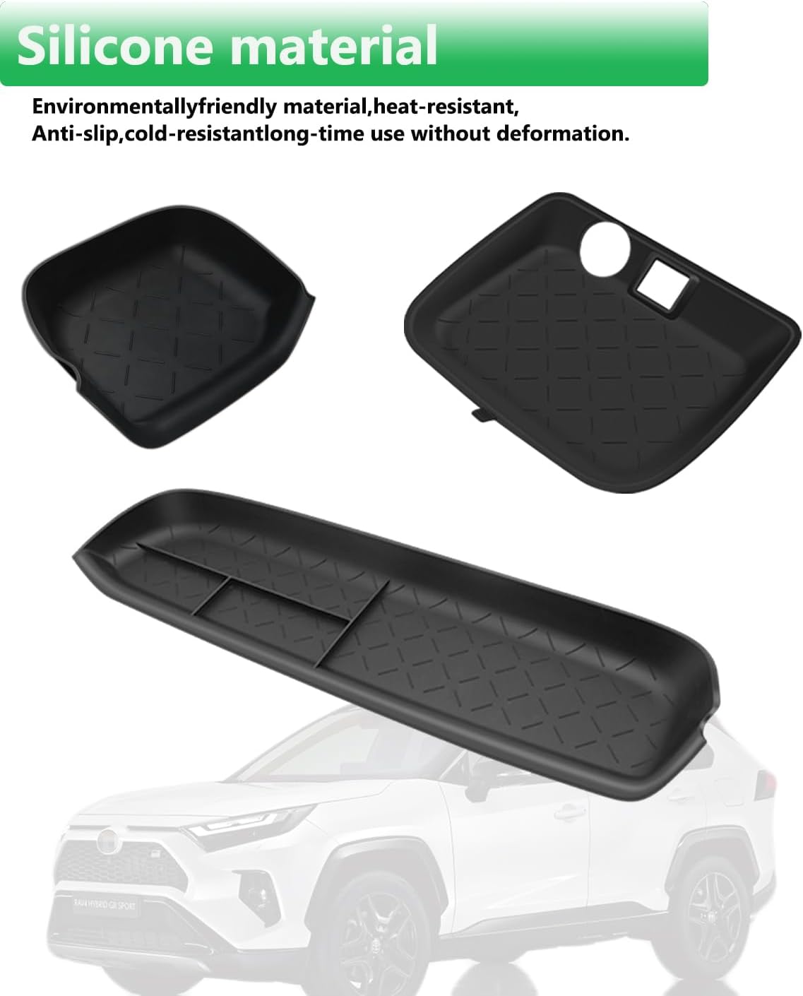 Organizer Tray Compatible with Toyota RAV4 2023 2022 2021 2020 2019 Accessories Passenger Storage Insert Mat,Storage Insert Mat Storage Organizer for Toyota RAV4 3Pcs