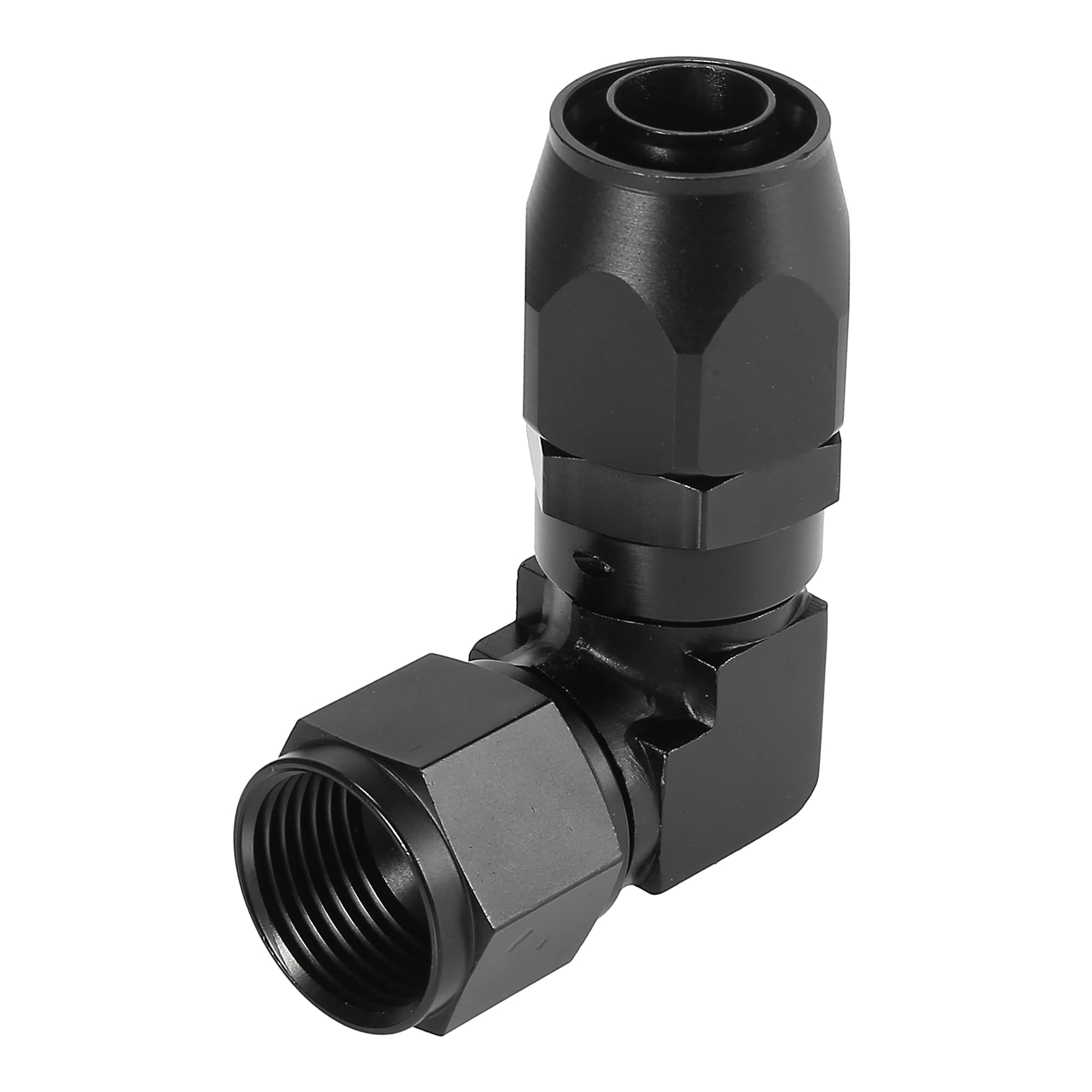 X AUTOHAUX AN12 90 Degré Raccord D'Huile Aluminium Noir 1pc pour Auto | Filetage: 1-1/16-12UNF, Diamètre Int.: 1.5cm, Longueur Fil: 2.1cm, Usage Carburant Eau, Haute Pression, Réutilisable