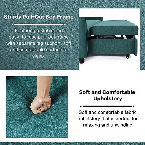THSUPER 75-Inch Queen Size Convertible Sleeper Sofa Bed, Comfortable Pull-Out Futon Loveseat, Full Love Seat for RV Small Spaces, Hide-A-Bed Fold Out Couch - Green - Thumbnail 6
