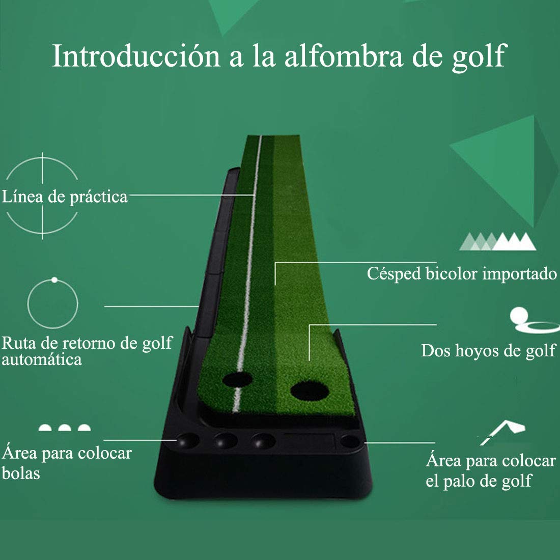 Golf Putting Mat Indoor, Golf Putting Green Mat Indoor and Outdoor 10ft, Training Aid Equipment Improve Your Batting Skills and Score