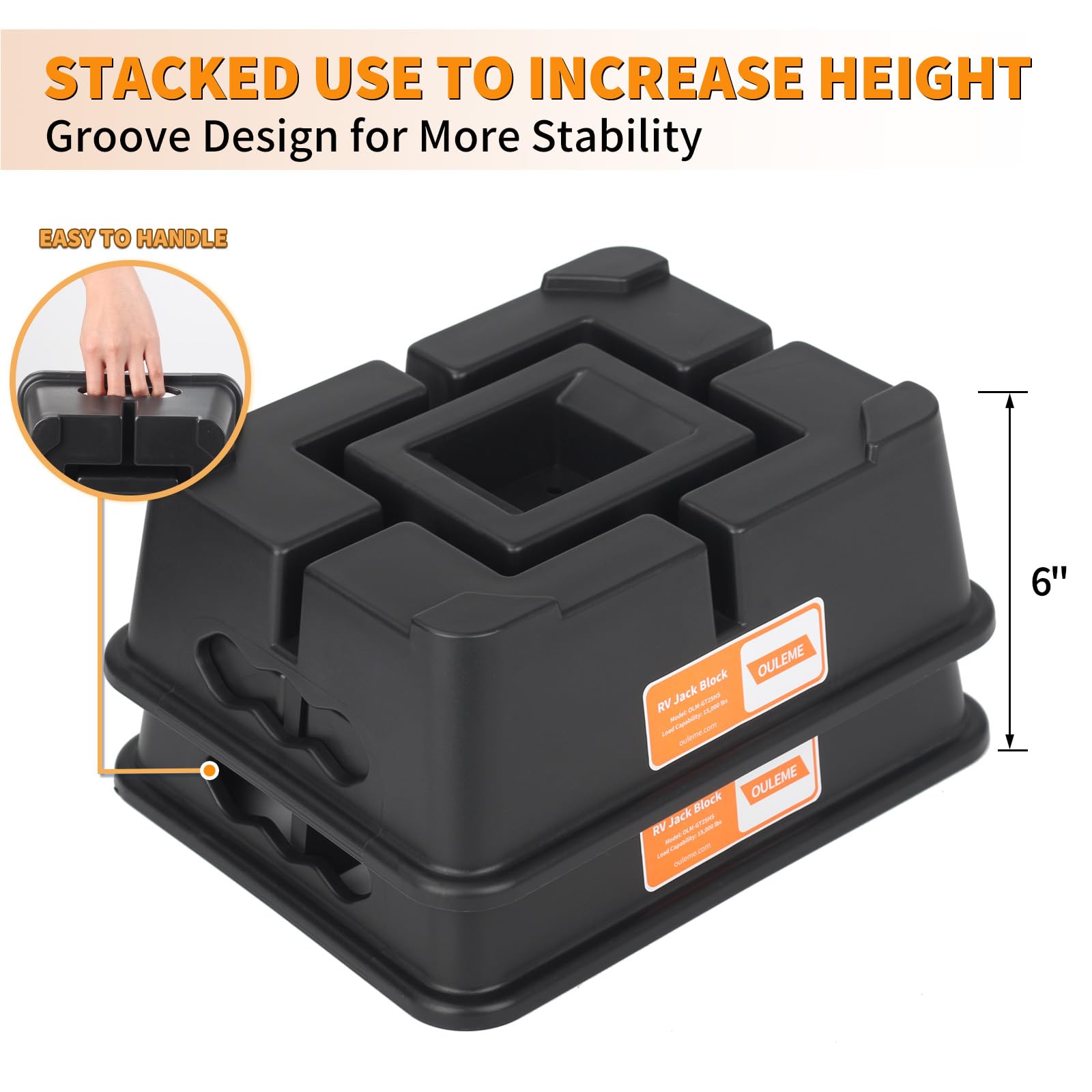 Heavy Duty Trailer Jack Block, For RV Camper Travel Trailer 5th Wheel, Fits Tongue Stand Jack Post/Wheels, Round And Square Stabilizer Foot Plate, Supports Up To 15,000 Lbs - View #9