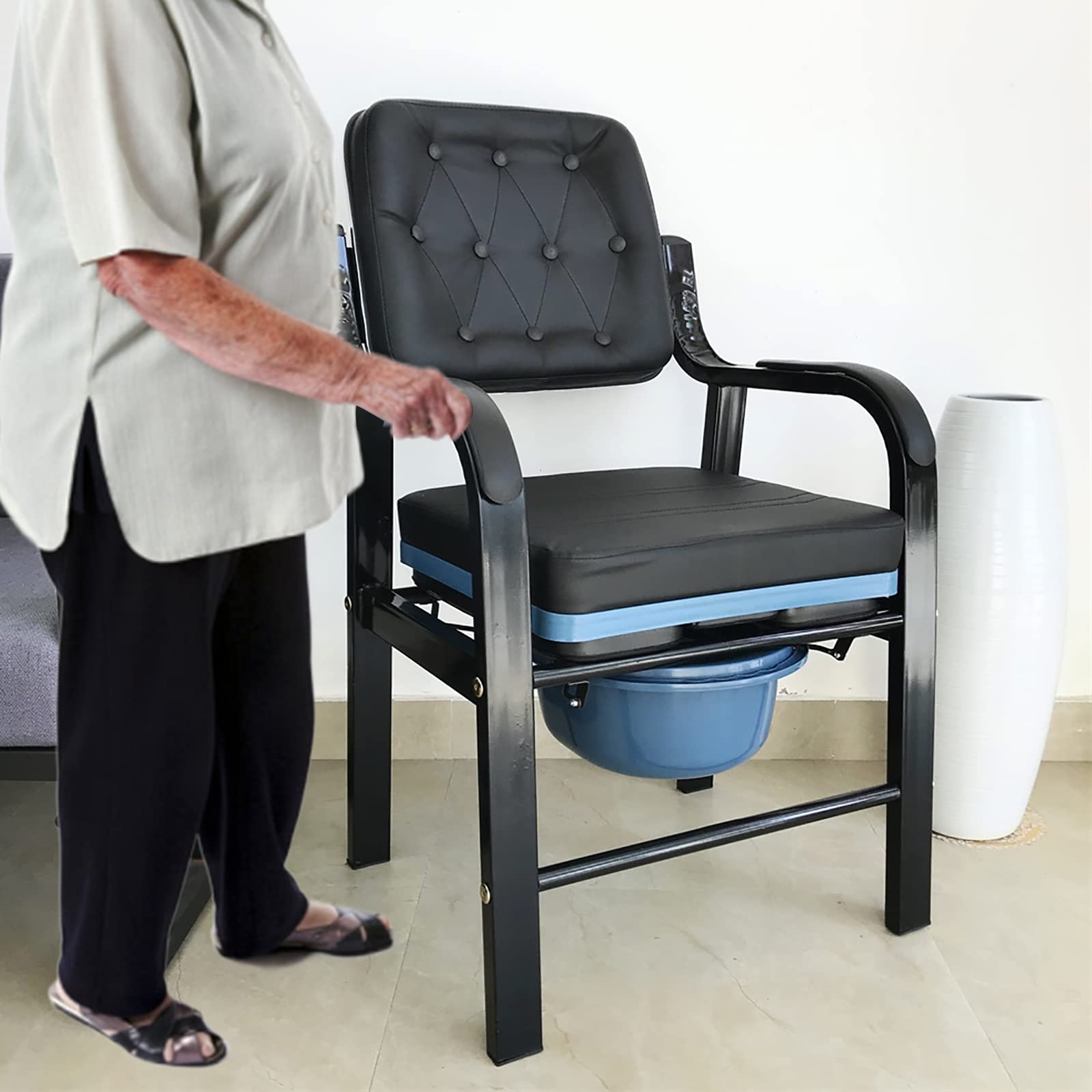 MJM International 156-FSS-26 Bariatric Bedside Commode with Full Support Seat, No Back, 26