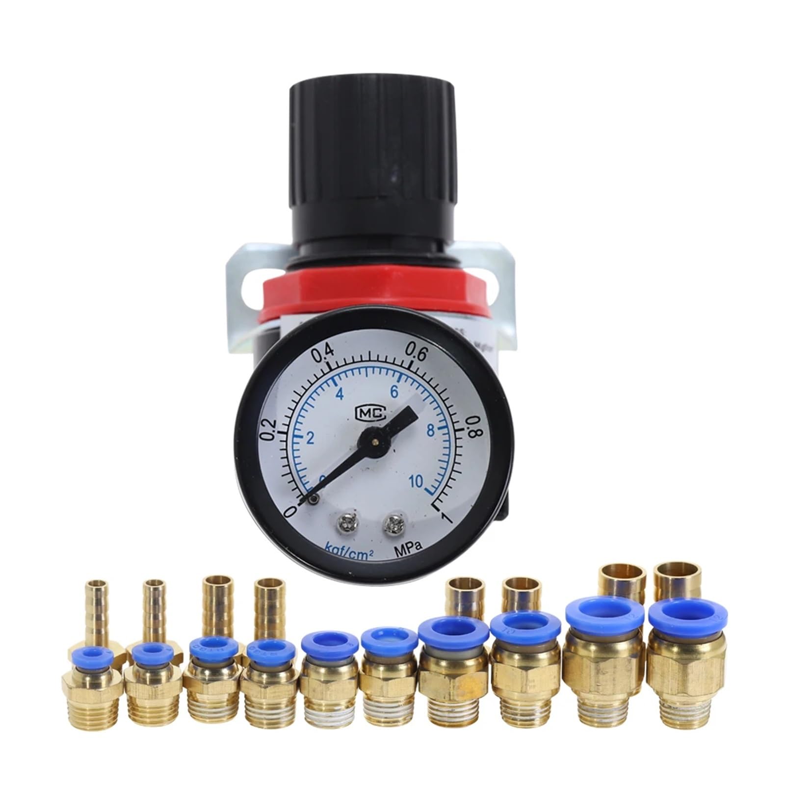 AR2000 1/4 "Gewinde BSP Pneumatische Luft Kompressor Druckregler Reduktion Ventil 4MM 6MM 8MM 10MM 12MM Anschluss Armaturen(AR2000 w PC10mm)