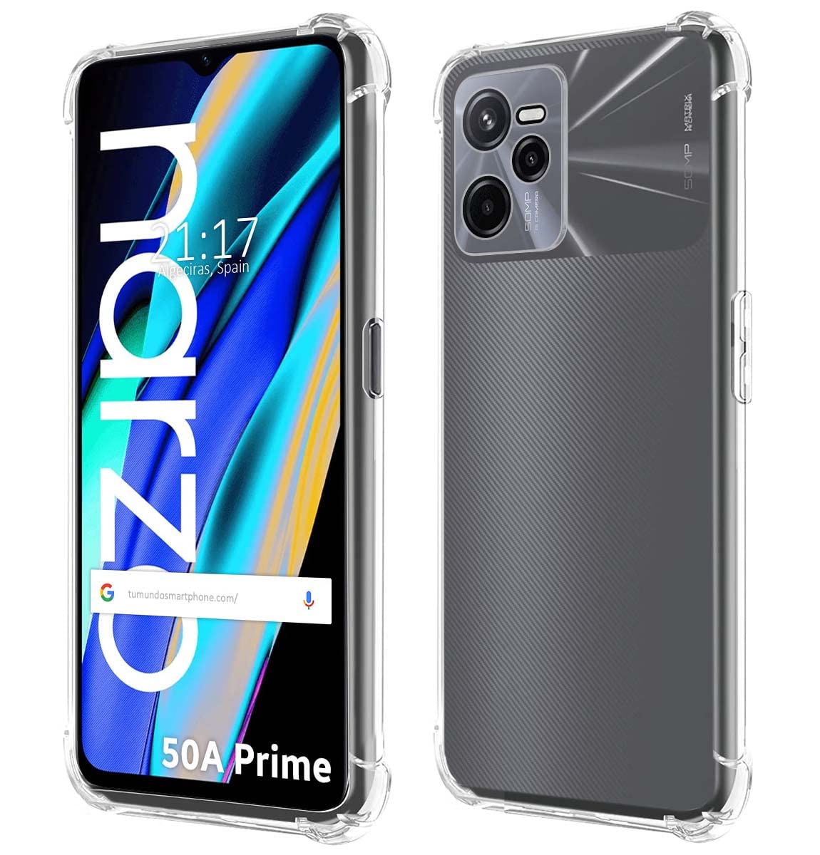 Tumundosmartphone Custodia In Silicone Trasparente Antiurto Per Realme Narzo 50A Prime, Copertina Morbida In TPU - 2