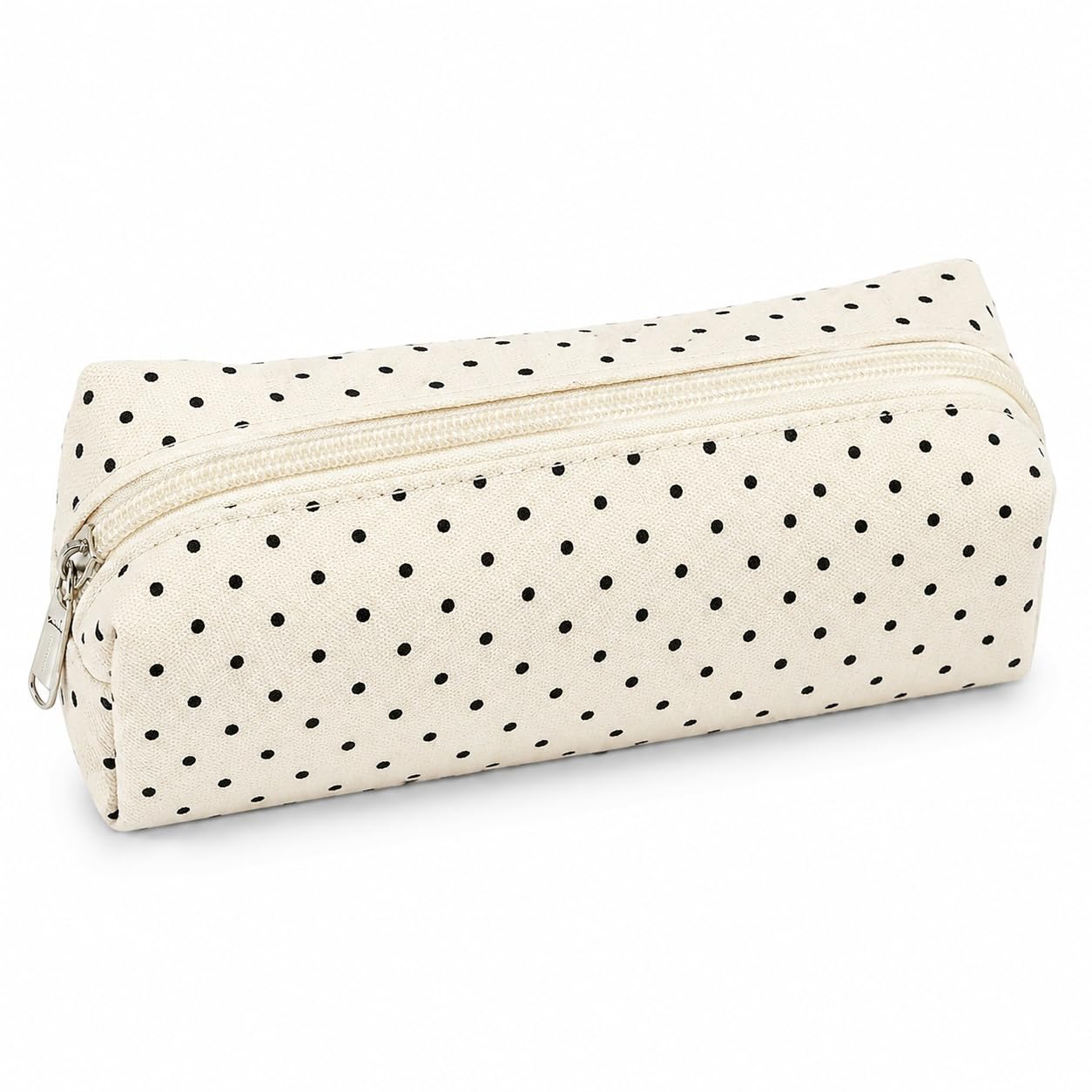 Polka Dot Pencil Case, Cute Zipper Pencil Pouch for Everyday Use，White