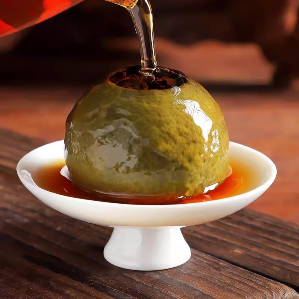 Xinhui Petite Mandarine Verte Puerh Ripetea 500g Baril En Bois Brillant Et Rond De 17,64 Oz