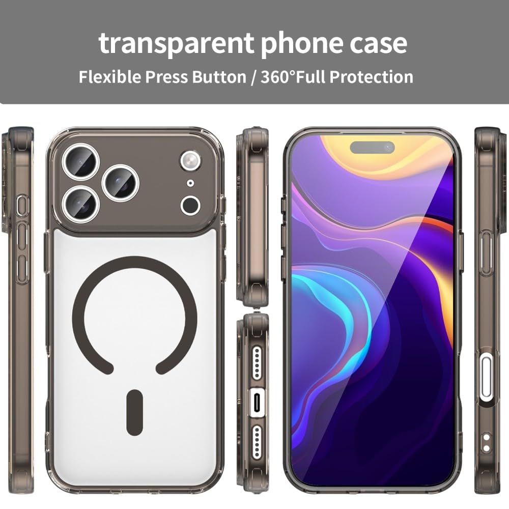 Generic Custodia compatibile con iPhone 16 Pro (colore: trasparente) Custodia Magneitc antiurto in silicone trasparente