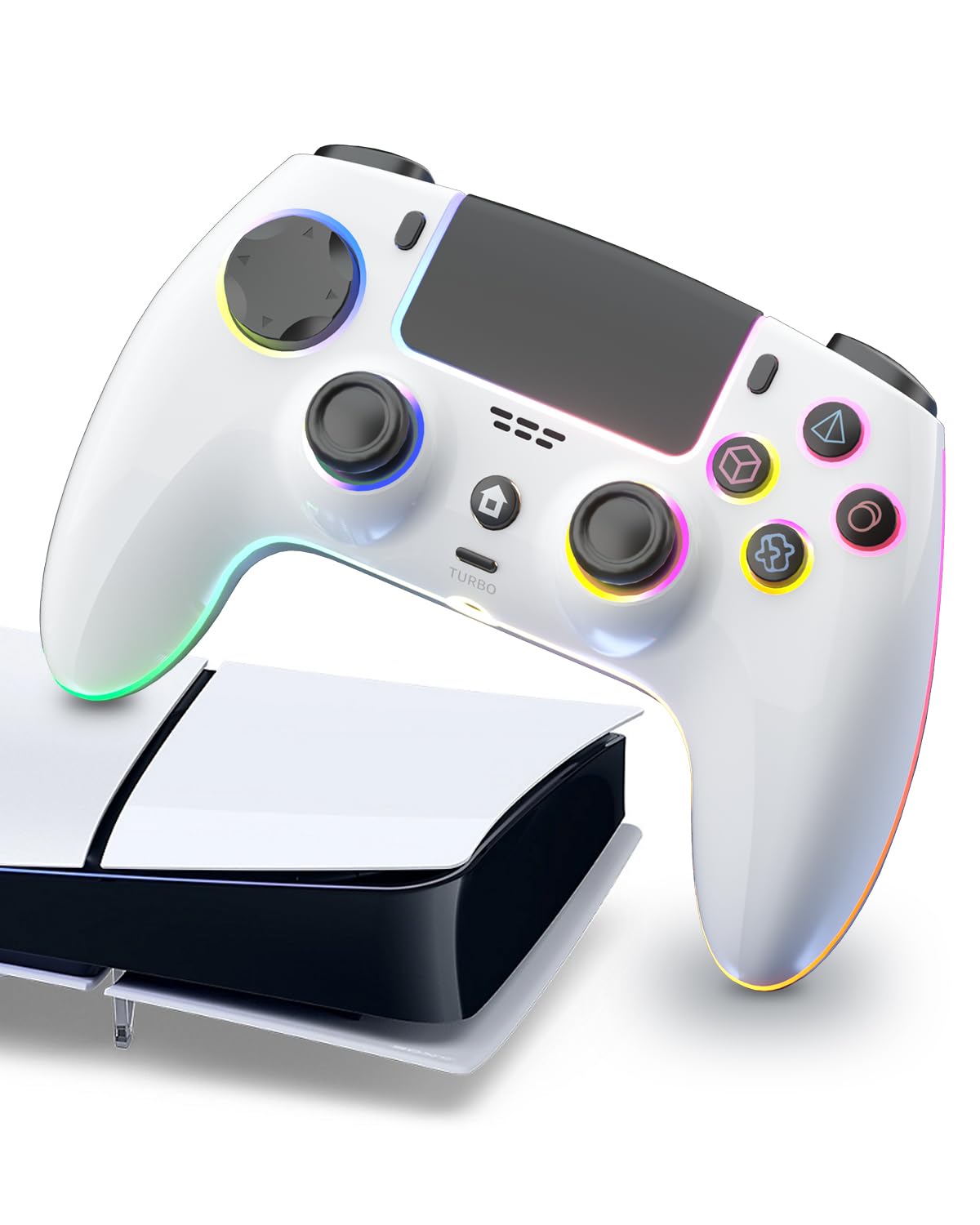 Product image of ThinTree Wireless Controller Compatible for PS-5/Pro/Slim/PC, Hall Effect Sticks & 7 RGB LED Mode & haptic Feedback & 1500 mAH Battery & Motion Sensing, 3.5mm Audio Jack