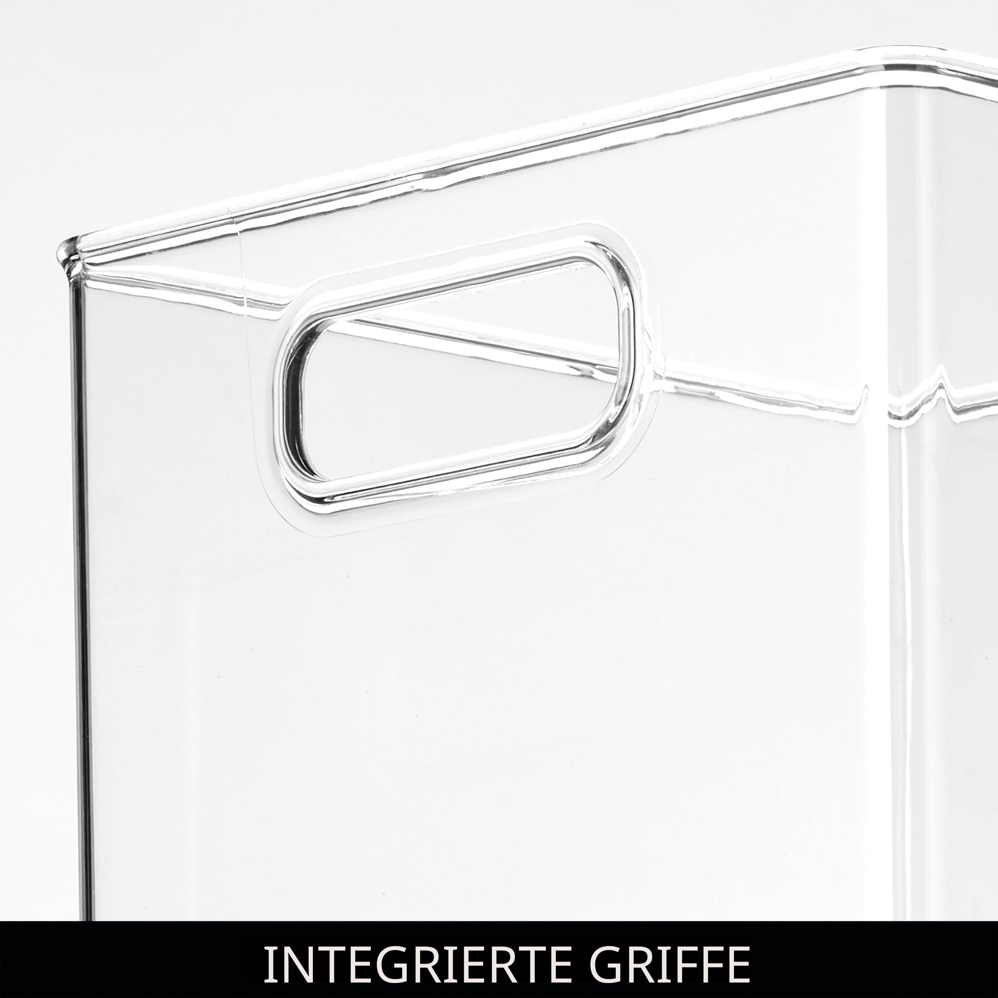 iDesign Cabinet/Kitchen Binz Aufbewahrungsbox, große Ordnungsbox aus Kunststoff, quadratisches 4er-Set Küchen Organizer, durchsichtig, 20-cm by 20-cm by 15-cm