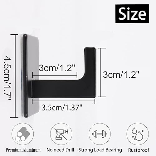 Miniatura 4 de Gancho para toallas de baño, paquete de 10 ganchos cuadrados autoadhesivos, resistente sin perforaciones, gancho de acero inoxidable resistente para