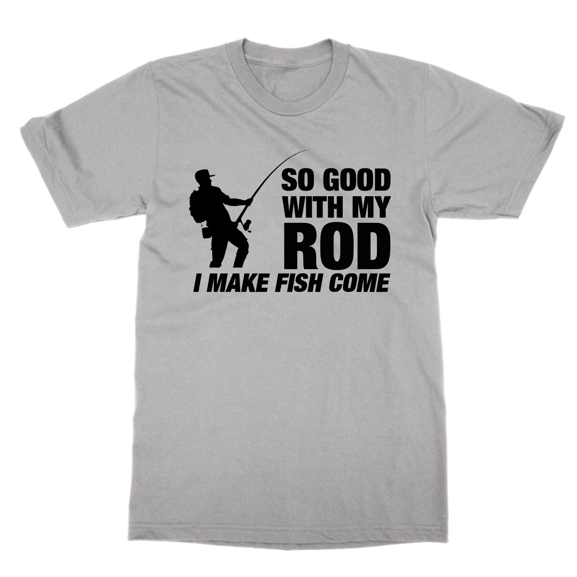 T-shirt de pêche imprimé So Good With My Rod gris coton XXL ample - 2