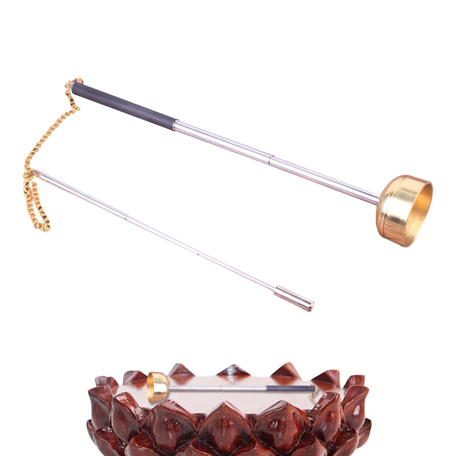 Campanilla telescópica, dedo, elegante instrumento de percusión con diseño retráctil, accesorio de yoga para meditación, decoración budista, hogar, familia, uso espiritual, 1.97 x 1.97 x 9.84 pulgadas