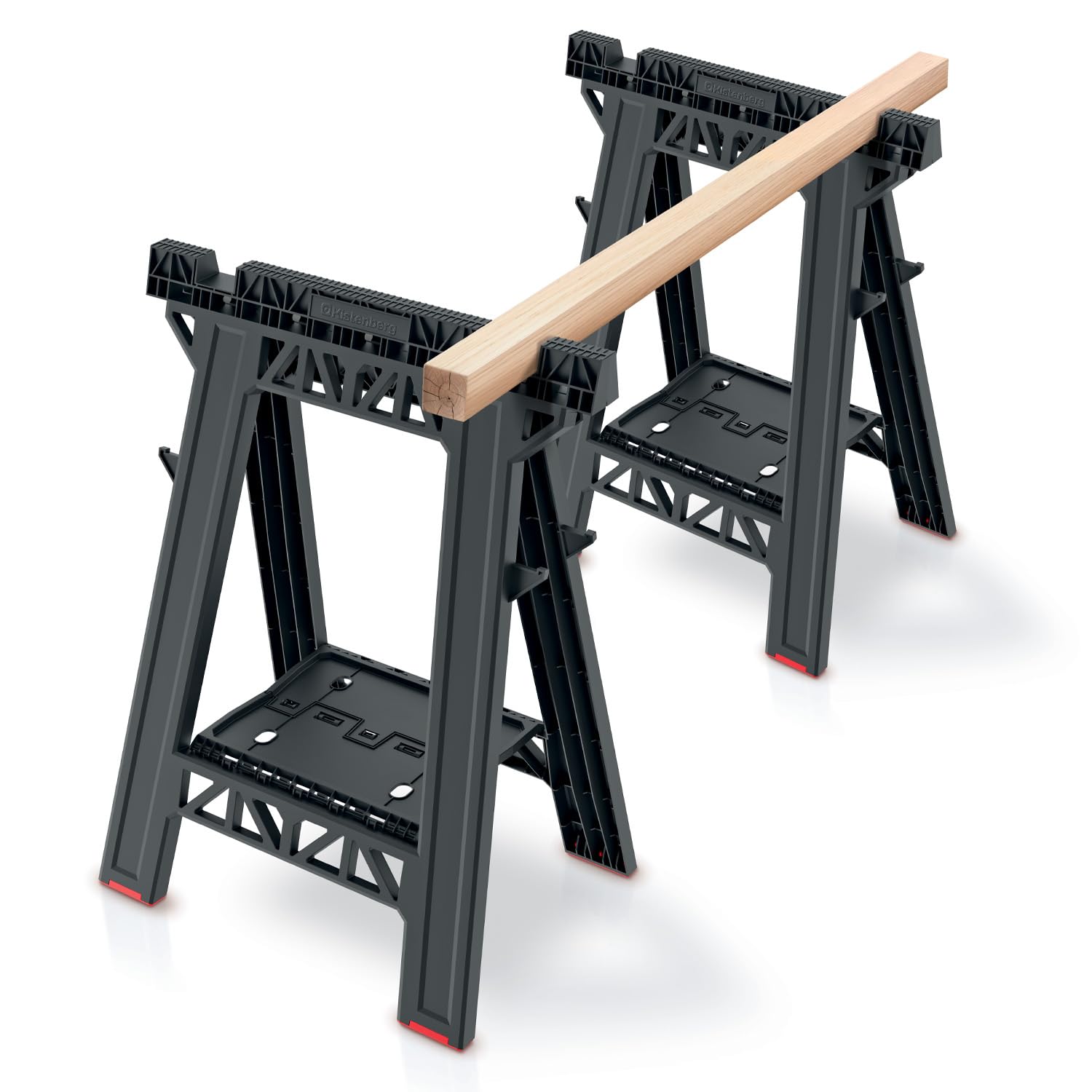 Kistenberg 2er Set Arbeitsbock Unterstellbock Klappbock Sägebock rutschfest KTSS8060 | Zusammenklappbar | Rutschfeste Füße | je Bock 175kg Belastbarkeit | Kunststoff | 58 x 41,5 x 77 cm