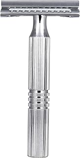 Navalha de barbear de borda dupla com bolsa de armazenamento Navalha de barba de segurança Metal portátil Ferramenta de barbear para remoção de bigode lavável e removível navalha,lamina de barbear,navalha de segurança,navalha de barba,navalha de metal Silver