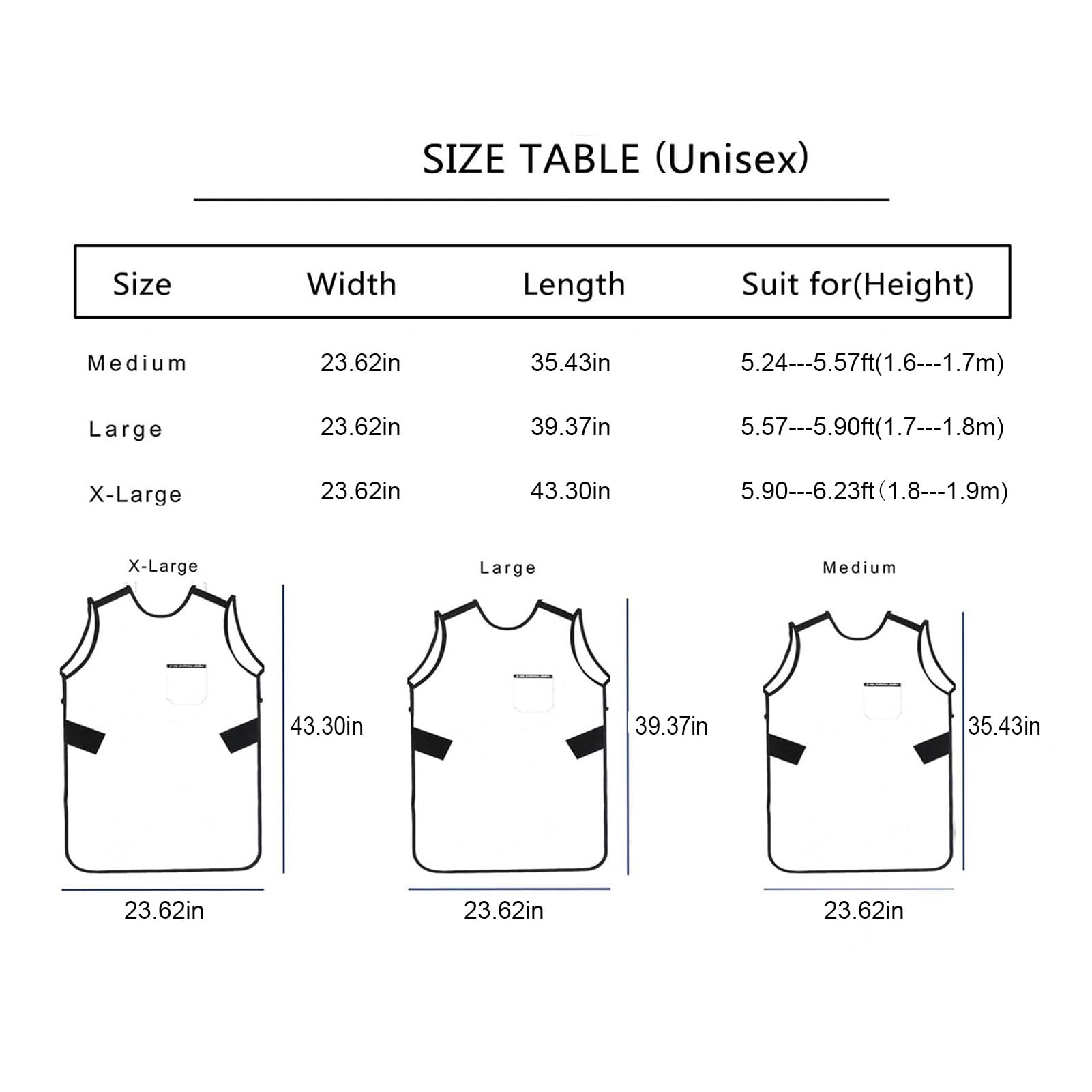 Grembiule di Piombo 0,5mmPb Raggi X Morbido Confortevole XL 25.62x43.30in