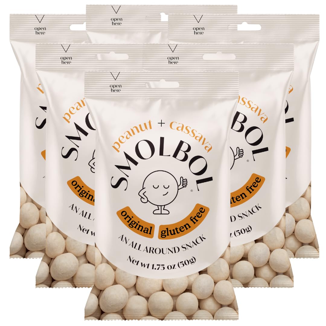 SMOLBOL Crunchy Peanuts | Individual Packs | Roasted | Lightly Salted | Gluten-Free Cassava Crust | Plant Protein | School Snacks for Kids | Office Snacks for Adults | On the Go | 1.75oz (Pack of 6)
