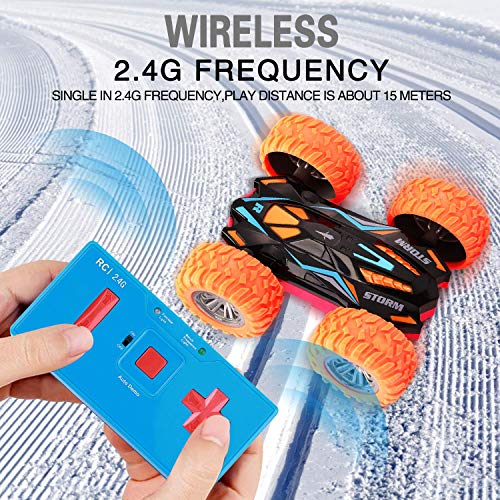 Image of MSLAN Cyclone Mini Remote Control Car for Kids - Double Sided Fast Off Road Stunt Mini RC Cars for Boys and Girls, RC Flip Car