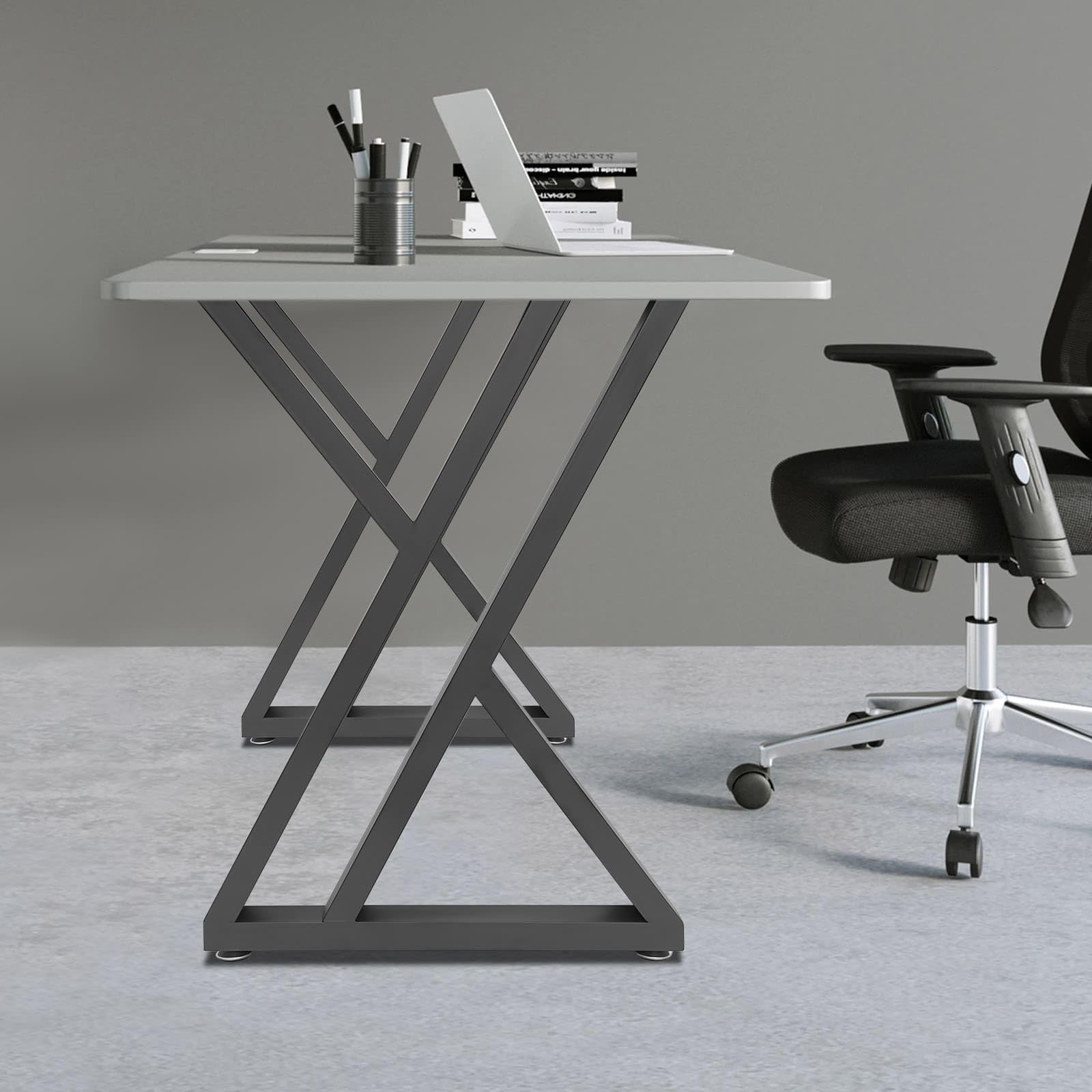 Set di 2 gambe da tavolo in metallo, forma a X stabile, capacità di carico 300 kg, stile industriale, altezza 70 x larghezza 50 cm, per soggiorno, ufficio, hotel, bar