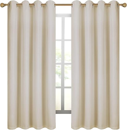 Miniatura 4 de Diraysid Cortinas 100% opacas, cortinas de lino beige claro para dormitorio, con aislamiento térmico, cortinas de oscurecimiento de habitación (2
