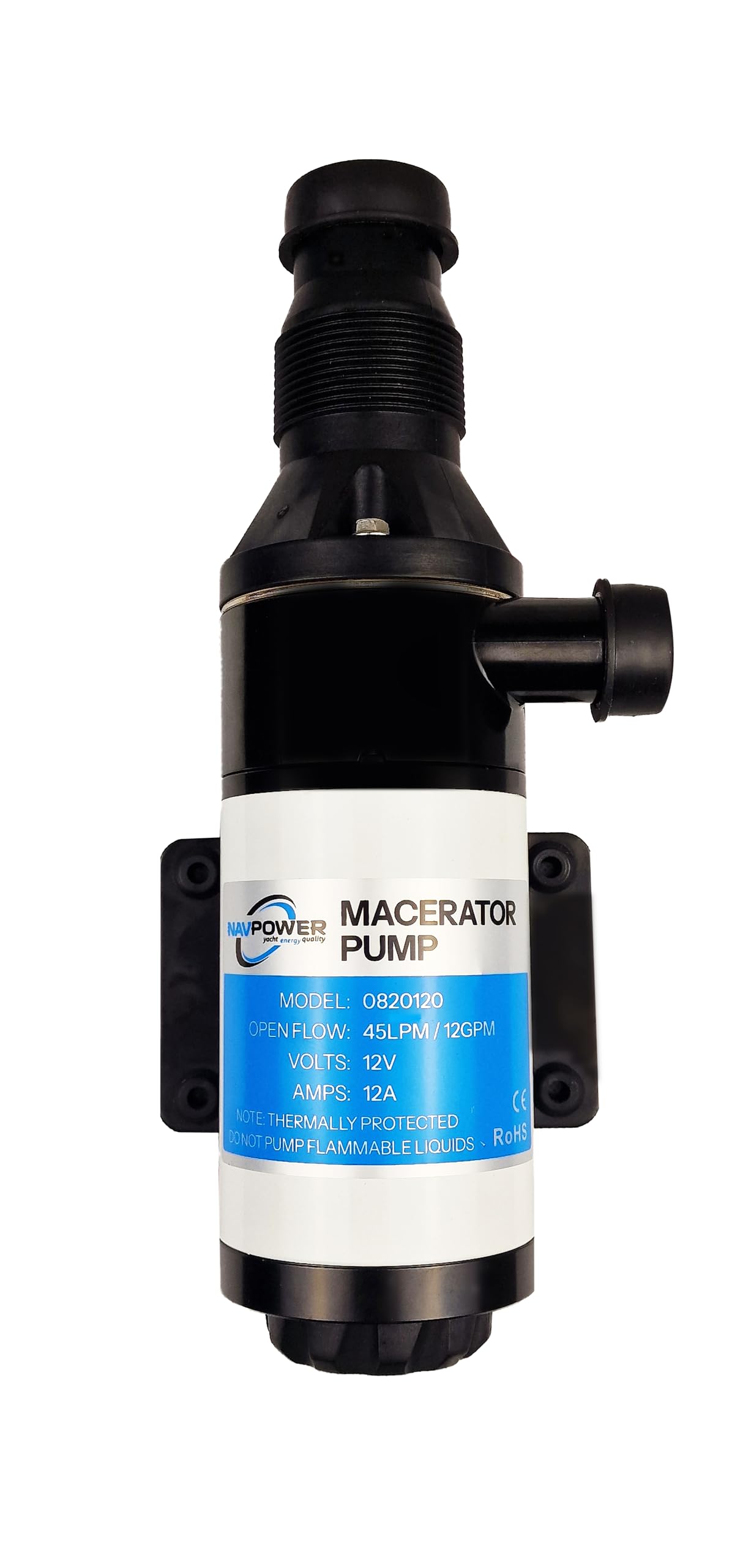 NAVPOWER Bomba Maceradora 12V para WC - Descarga rápida, trituración de residuos, ideal para embarcaciones, autocaravanas y aplicaciones marinas