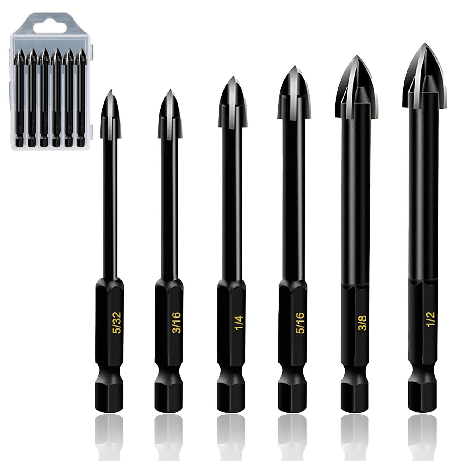 Bosch 1/4-Inch X 6-Inch Hex Shank Hammer Drill Masonry Bit – LBHX004, Asymmetric Carbide Tip, Milled U-Flute – For Concrete, Block, Brick