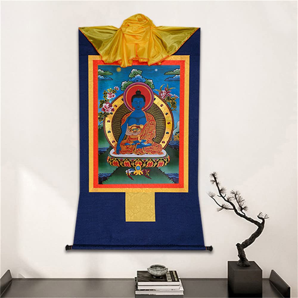 Thangka Arazzo buddista tibetano Thangka in broccato dipinto Akshobhya multicolore, varie misure(Red,Large(85cm*63cm))