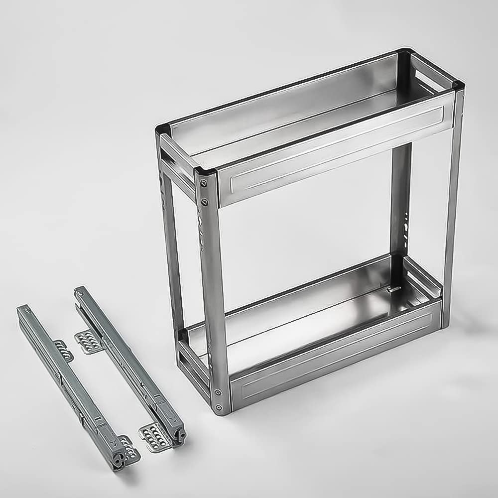 VOLO 4inch Soft Close 2 Layer Satin Bottle Pullout for Kitchen. (Size : 300mm)-image-20