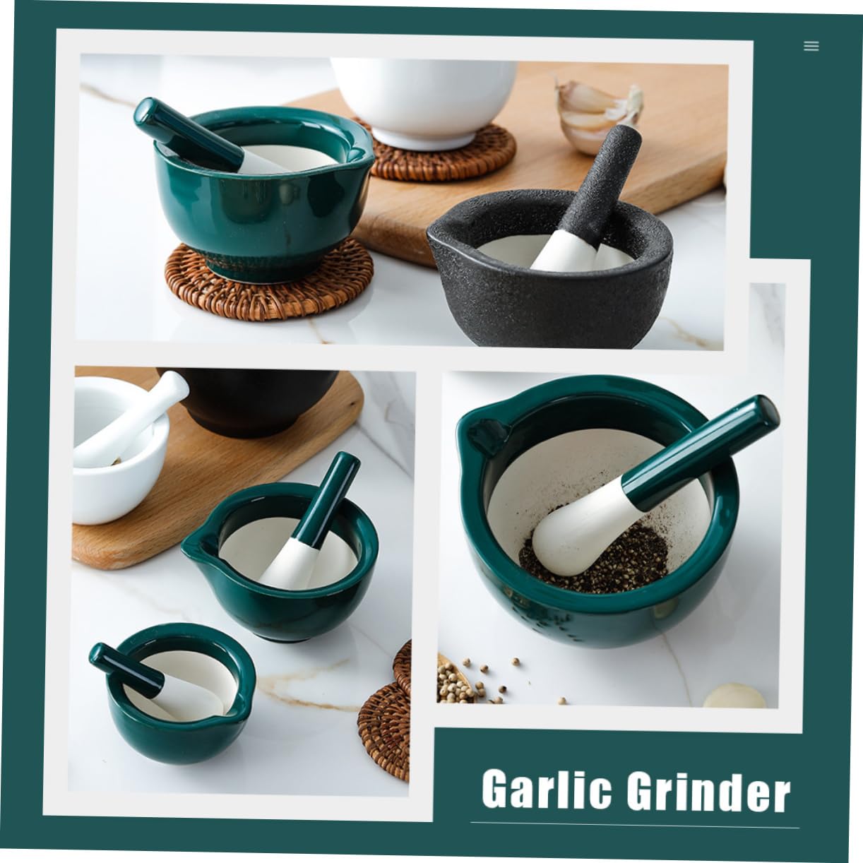 Cabilock 1Set Ceramic Food Grinding Bowl with Pestle Manual Mashing Bowl for Preparation Reusable for Making Food and Purees