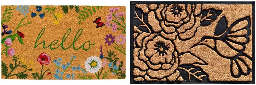 Calloway Mills Floral and Hummingbird Haven Doormats, 24" x 36"