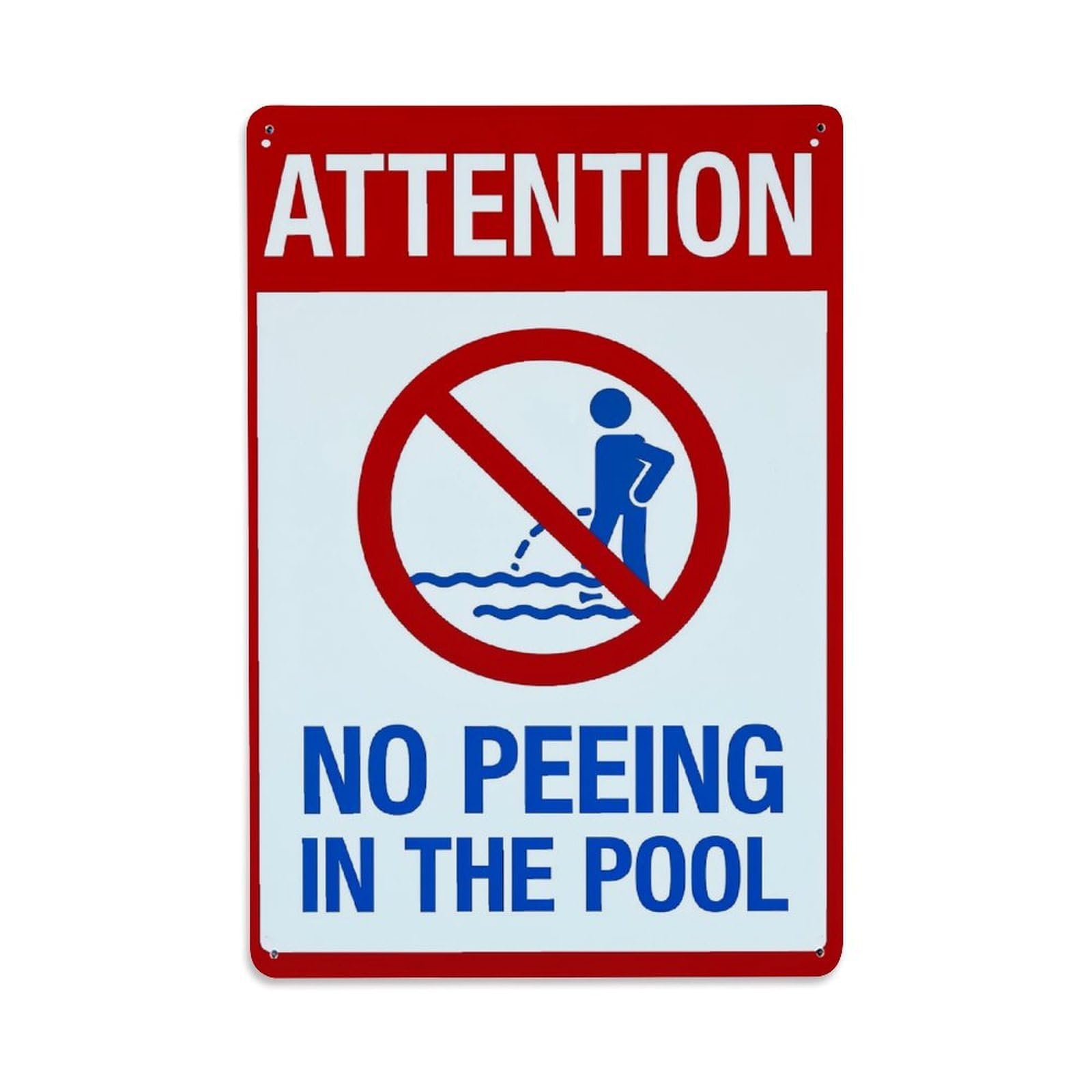 Jdyaojiesheng Vintage Attention No Peeing In The Pool Tin Sign Retro Metal Wall Decor Metal Poster, Home Bar Garage Farmhouse Cafe Wall Art Decoration 8X12inches