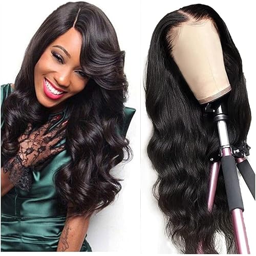 Lace Front Wigs Human Hair Body Wave 13x4 Lace Frontal Wig Pre Plucked with Baby Hair Brazilian Human Hair Wigs for Black Women 150% Density Natural Color (24 Inch)