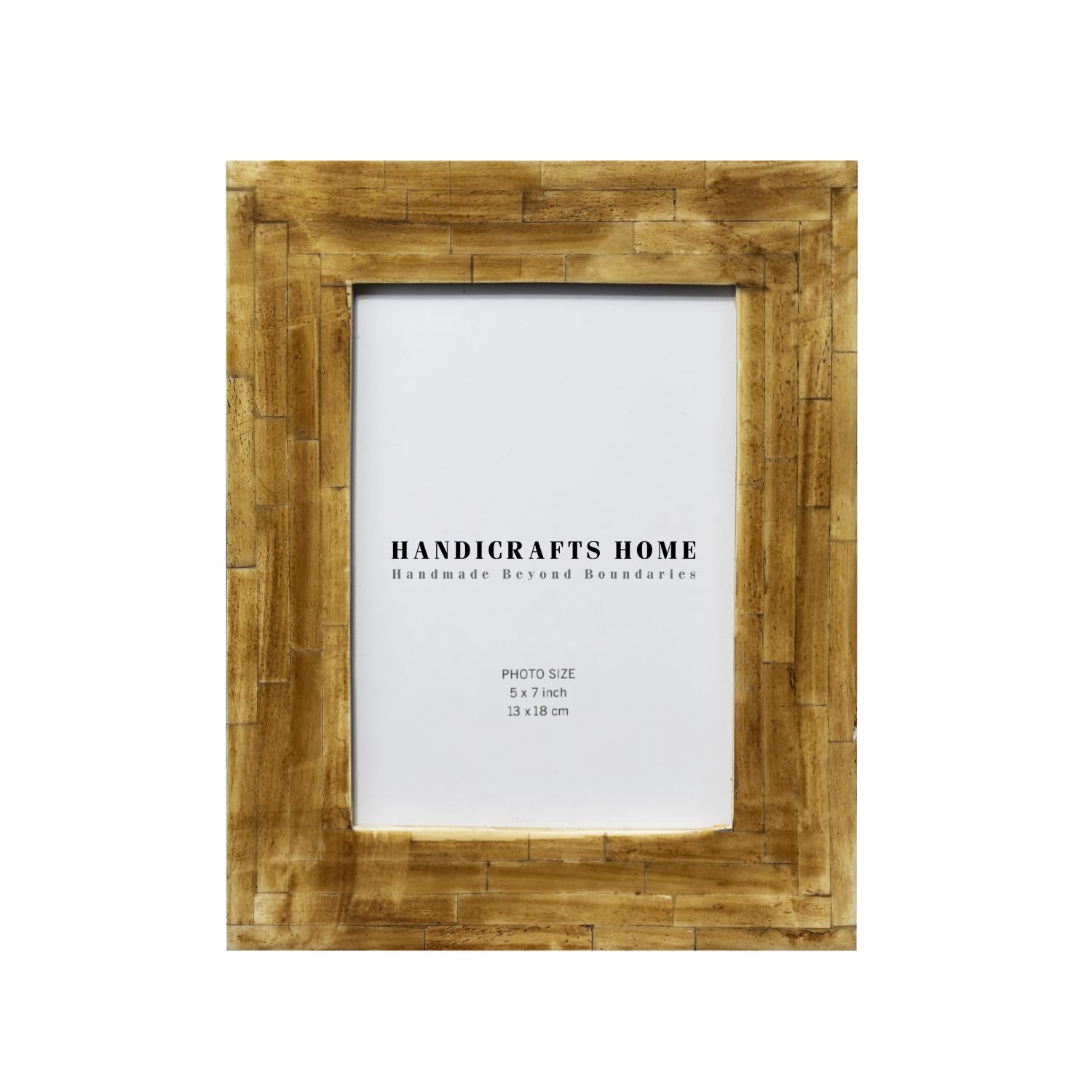 Handicrafts Home Handmade Bone Inlay Frame - Antique Brown 5x7 Vintage Picture Frame, Rustic Style Artisan Photo Frame, Elegant Home Decor Gift