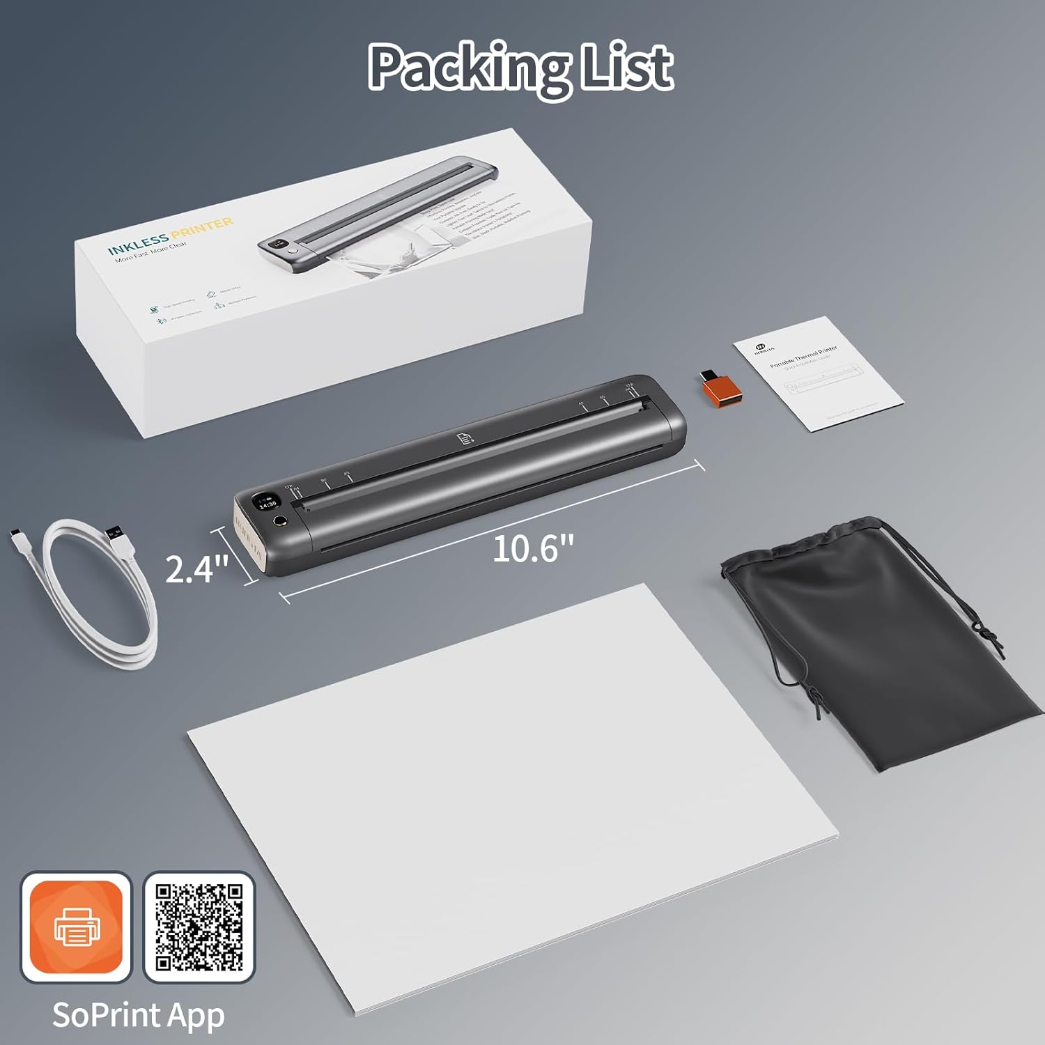 Rongta F81 Portable Thermal Printer — A4/Letter Inkless