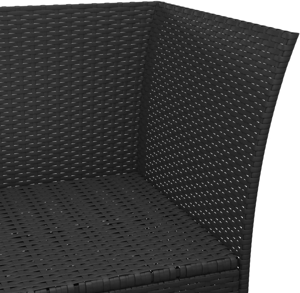 4 Piece Black Poly Rattan Garden Lounge Set with Cushions, Modern Outdoor Furniture for Patio, Weather-Resistant Corner Sofa with Storage Space and Water-Resistant Bag