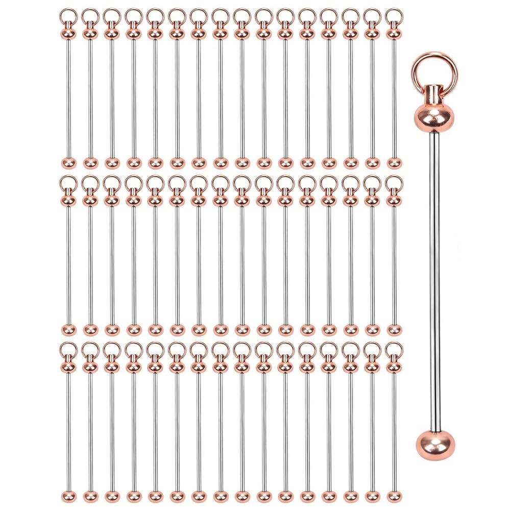 Agmoctz 50Pcs Blank Beadable Keychain Bars,Diy Bead Keychain Bar Charms Key Chain Making Accessories For Craft Project Pendant