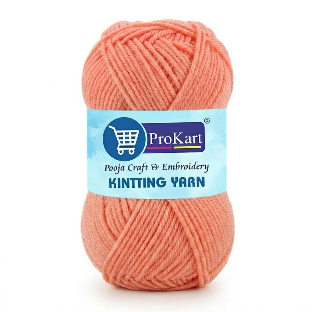 ProKart Premium 4-Ply Woolen Knitting Yarn | 100g Light Peach Hand Crochet Soft Wool for Sweaters, Scarves, Hats, Baby Clothes & DIY Craft Accessories (1 Ball x 100g)