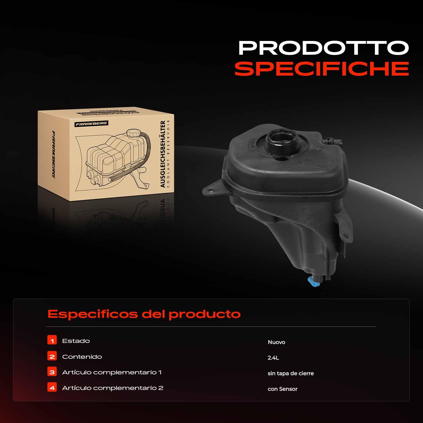 Frankberg Depósito de compensación depósito de refrigerante Compatible con X5 F15 F85 3.0L X5 E70 3.0L X6 E71 E72 3.0L X6 F16 F86 3.0L X5 E70 4.8L Replace# 603-361