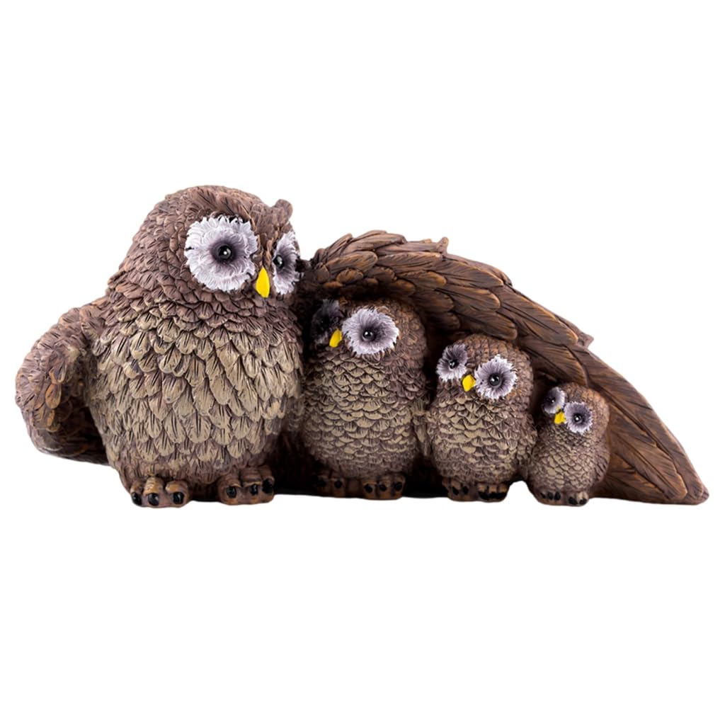 yanwuwa Resin Owl Family Figurines Garden Owl Decors Statue Resin Animal Figurines Sculpture Table Centrepieces for Living Room