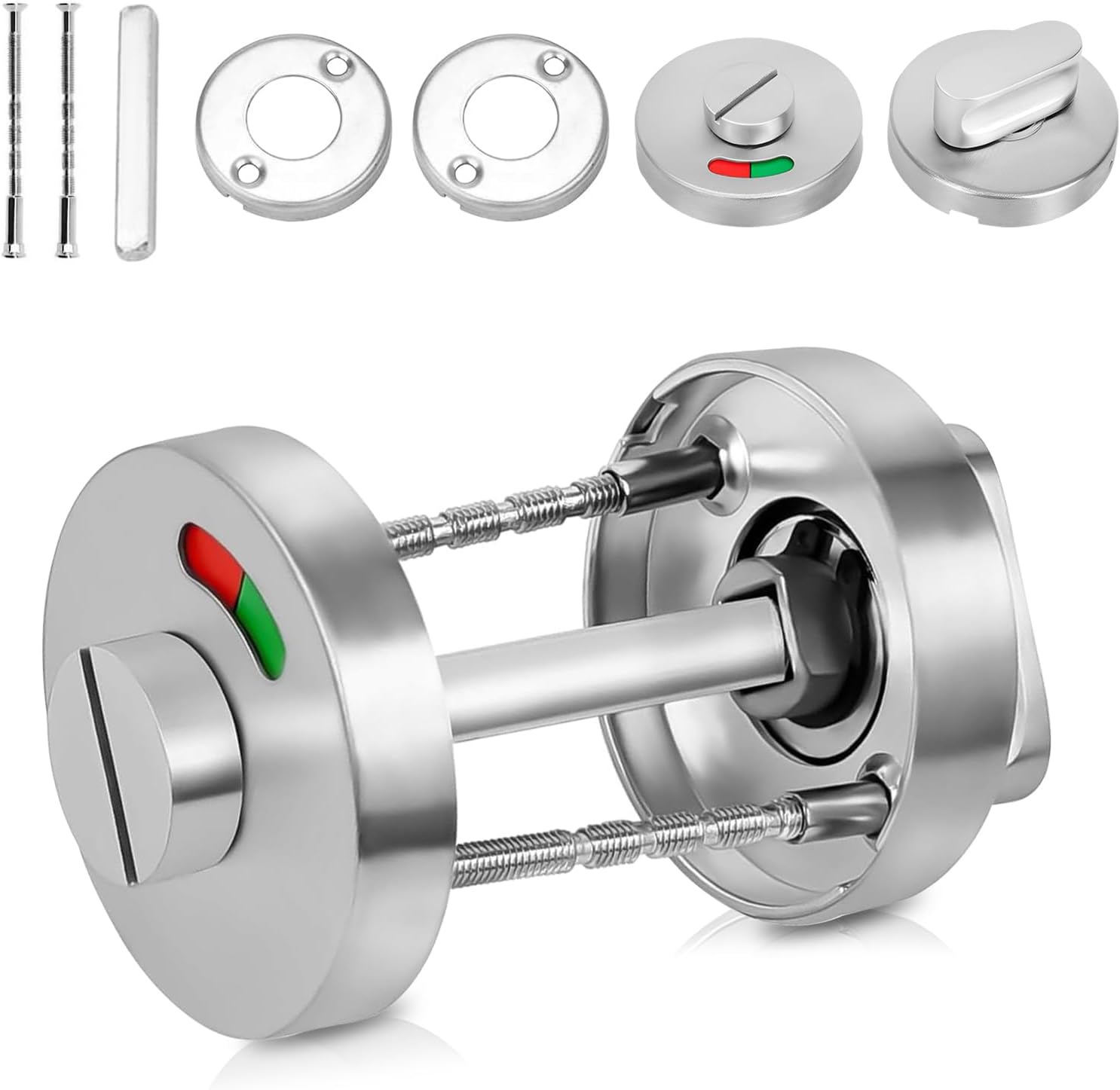 Toilet Rosette with Occupied Display Toilet Door Lock Rotary Latch Bathroom Lock with Knob Door Lock Rosette Stainless Steel Door Rosettes Stainless Steel Rosette Set for Toilet Doors Bathroom