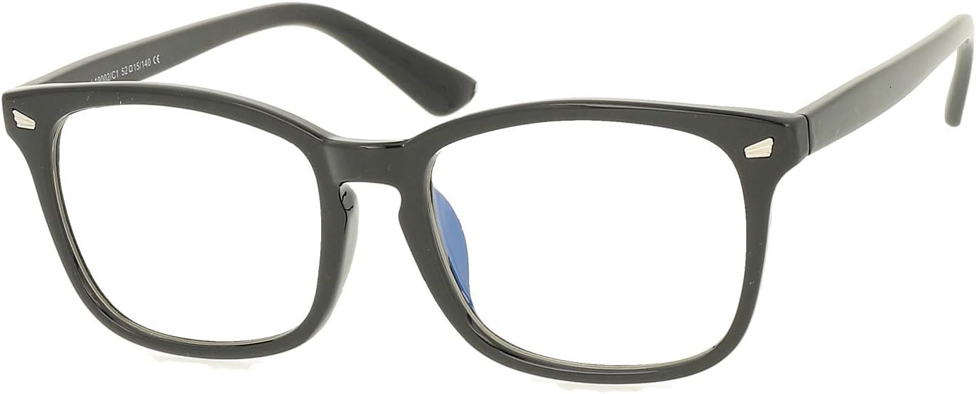 Blue Light Blocking Computer Gaming Glasses Anti Glare UV Protection Rectangle Eyeglasses By Magic Jing for Men and Women (bright black)