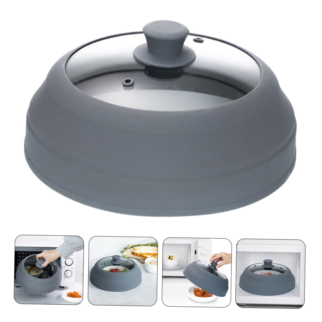 Tapa Protectora y Vidrio Resistente al Calor para Microondas de Silicona