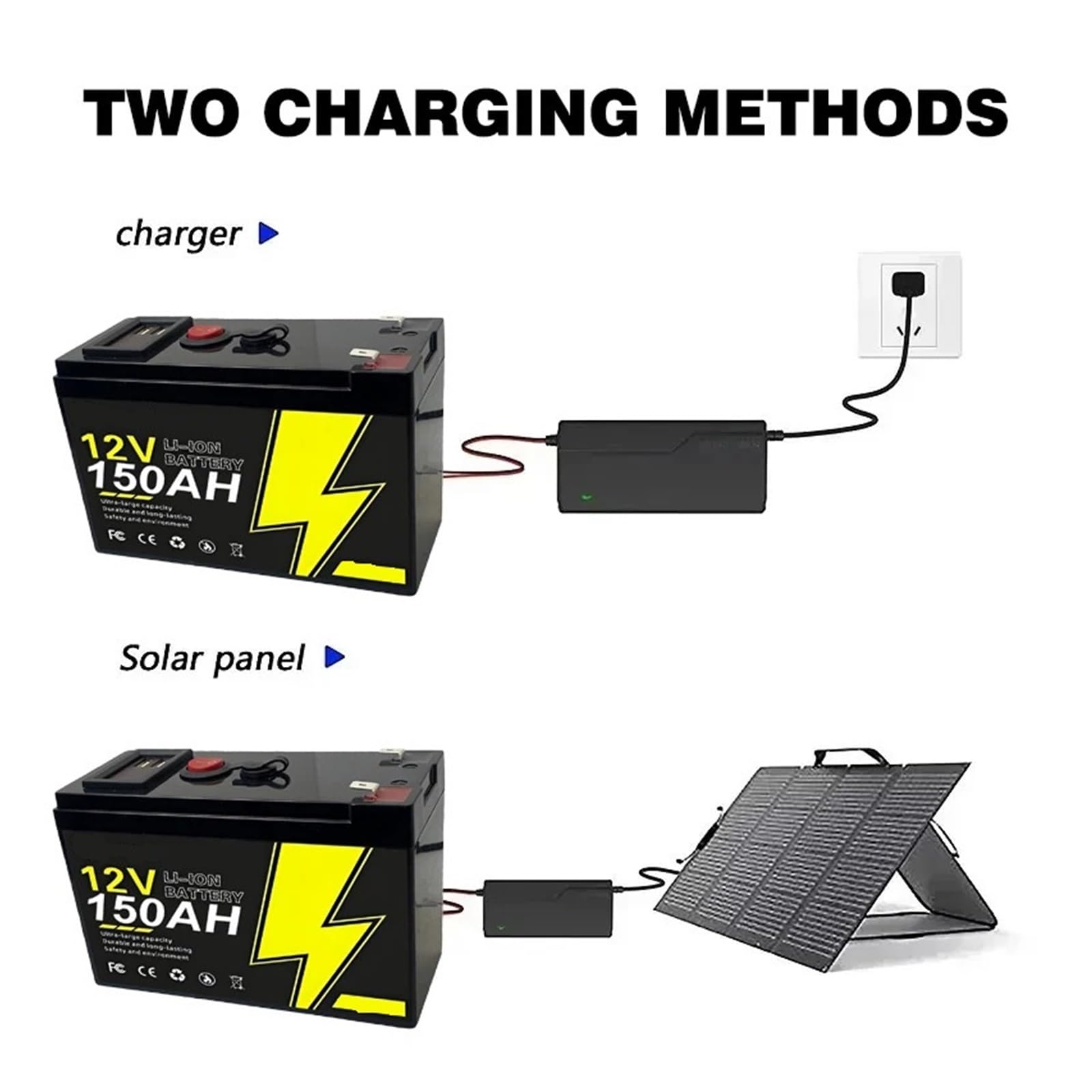 Batteria A Ciclo Profondo 12V 150Ah LiFePO4 Batteria Energia 100A | For camper, furgoni, motori da pesca alla traina, campeggi(120Ah Battery x1)