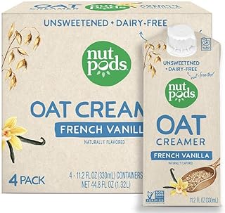 nutpods Oat French Vanilla, (4-Pack), Unsweetened Dairy-Free Creamer, Nut-Free Creamer, Made from Oats, Gluten Free, Non-G...