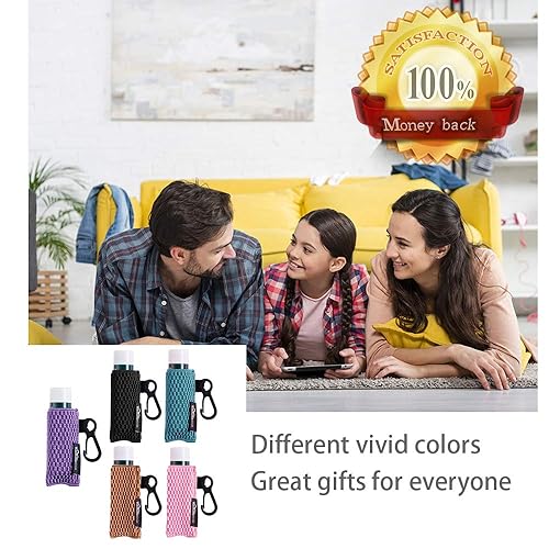 Miniatura 7 de WK IEASON Llavero para bálsamo labial, 5 unidades, clip negro en lápiz labial, fundas para llavero, bolsa de punto apretado, soporte elástico para