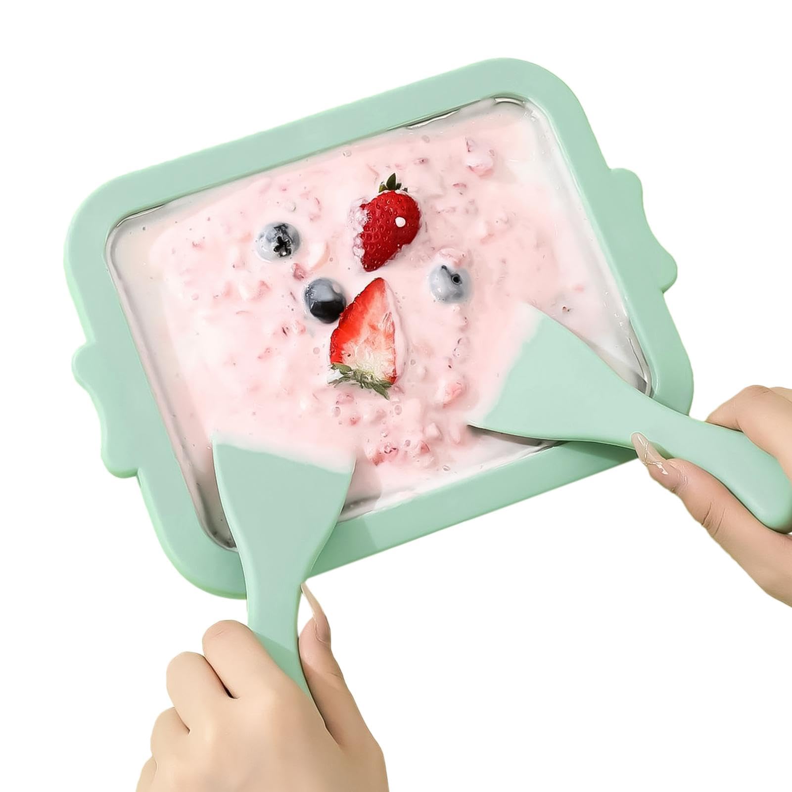 Generic Rolled Ice Cream Maker Ice Cream Roll Maker with 2 Scrapers DIY Ice Cream Roller Pan Ice