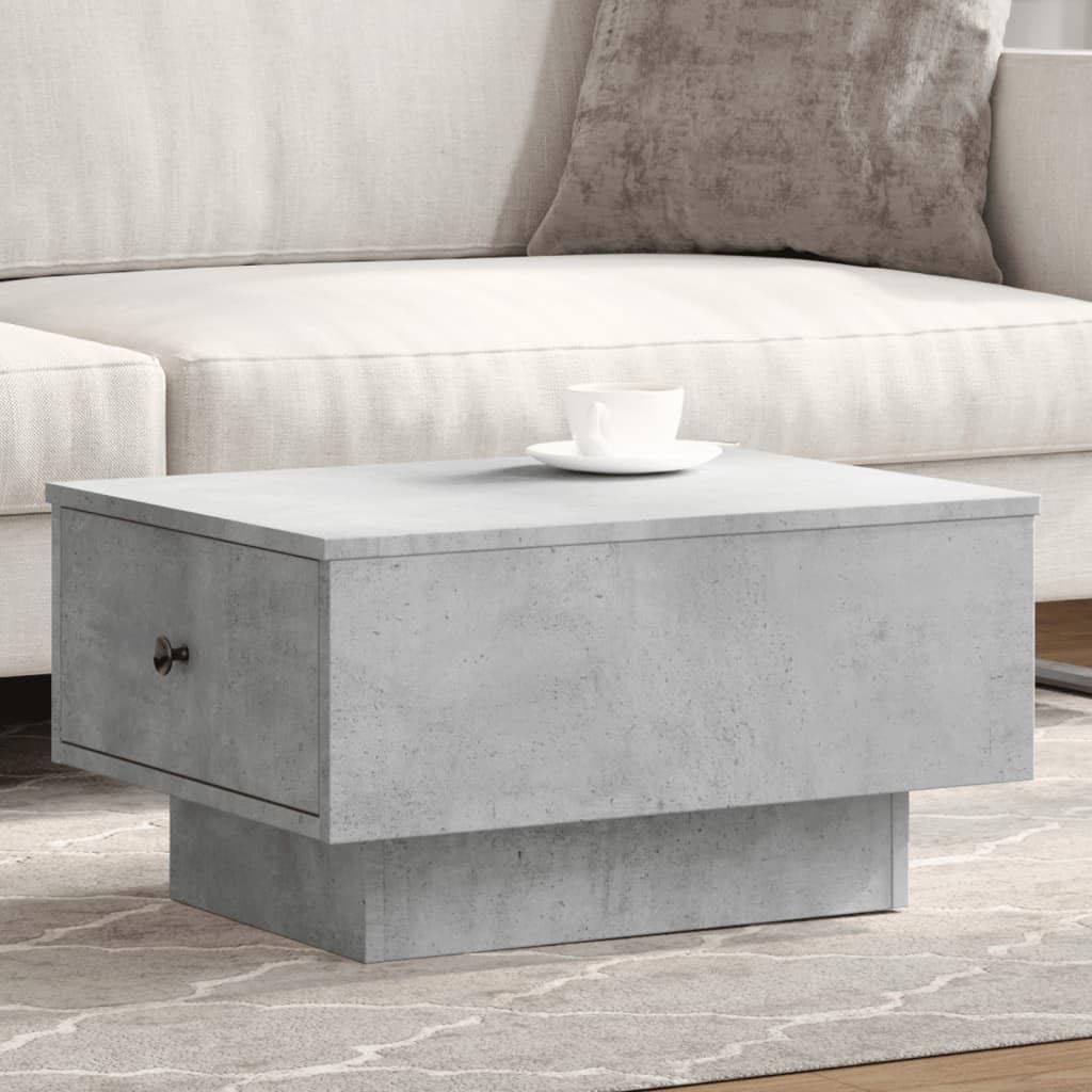 SXZenSpace Coffee Table Concrete Grey 60x45x31 cm Engineered Wood, Modern Small with Ample Storage & Metal Knobs, Sturdy Occasional for Living Room, Sofa Side