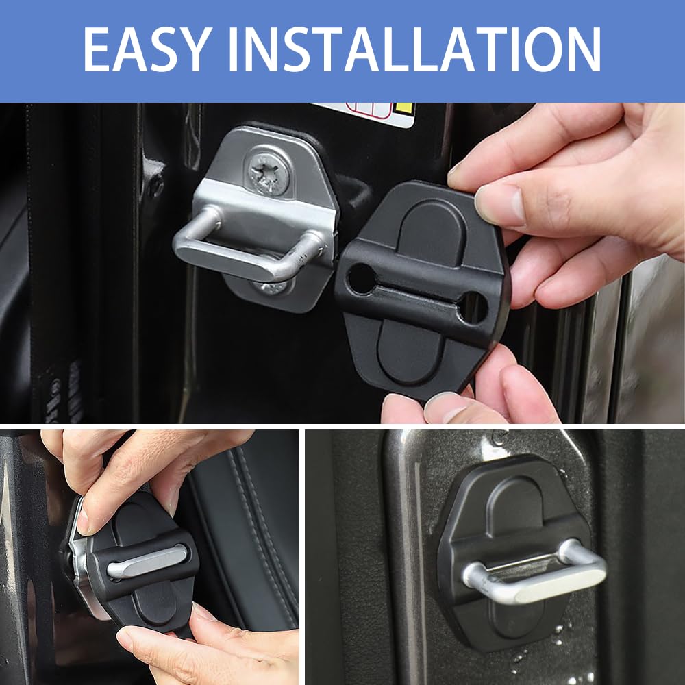 6-Pack Door Lock Cover Buckle Decor Trim for Jeep Wrangler JL JLU 4XE Unlimited Sahara Sports Rubicon Gladiator — view 3