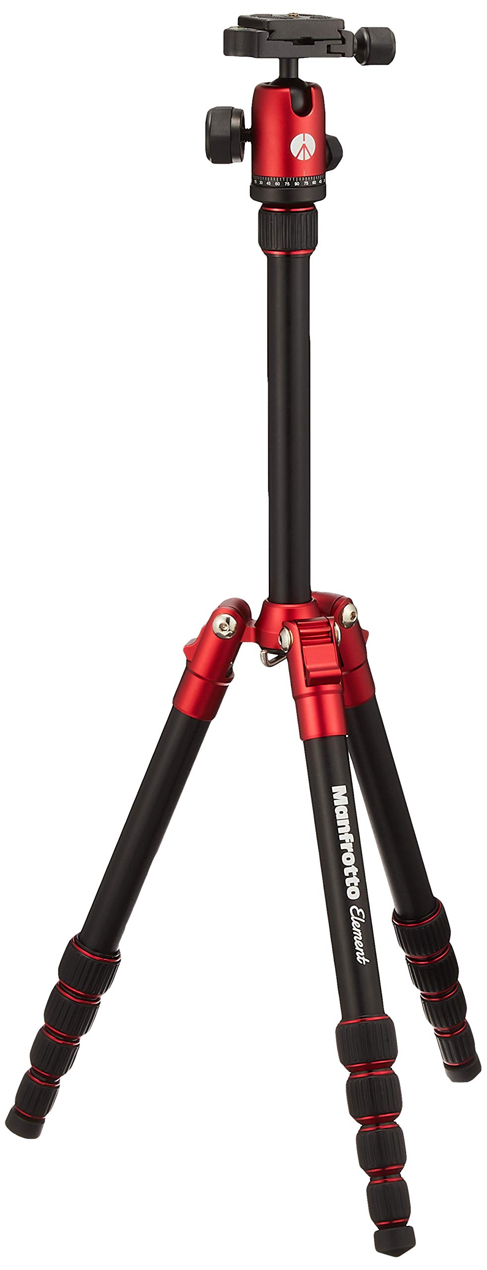 Manfrotto Element Travel Tripod, Small, Red, Aluminum, 5 Tiers