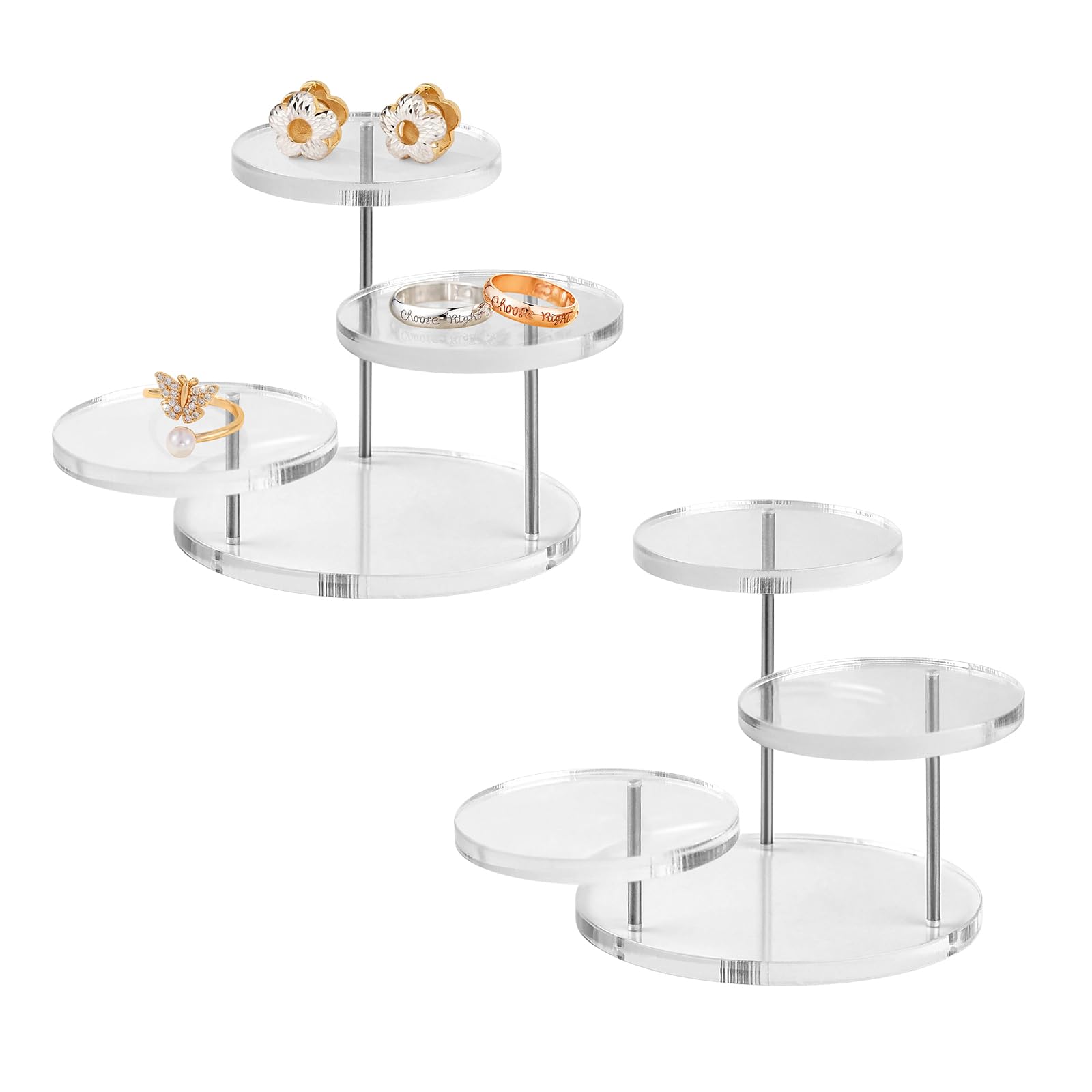 MABAHON 2 PCS 3 Tier Mini Acrylic Plate Stands,Clear Acrylic Riser